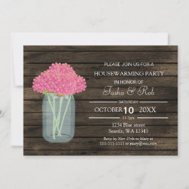 Invitación tarro de albañilería floral rosa de madera de pino