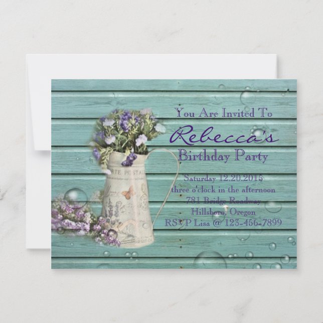 Invitación tarro de caramelo de flores silvestres estilo rúst (Reverso)