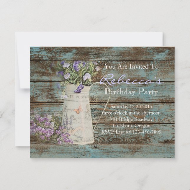 Invitación tarro de caramelo de flores silvestres estilo rúst (Reverso)