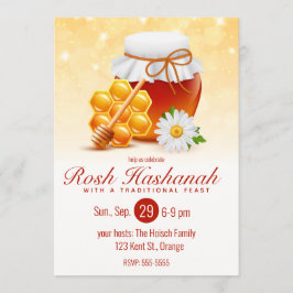 Invitación Tarro de miel, panal de miel, Rosh Hashaná de marg