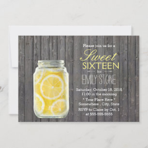 Invitación Tarros de limones rústicos y madera de granero Swe