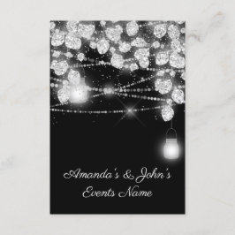 Invitación Tarros de luces de boda brillo gris negro blanco