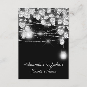 Invitación Tarros de luces de boda brillo gris negro blanco