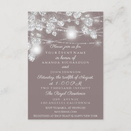 Invitación Tarros de luces de boda brillo gris plata marrón
