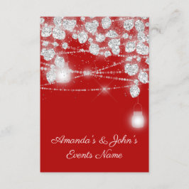 Invitación Tarros de luces de boda brillo gris plata rojo