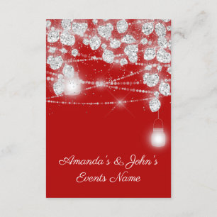 Invitación Tarros de luces de boda brillo gris plata rojo