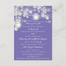 Invitación Tarros de luces de boda brillo gris violeta púrpur