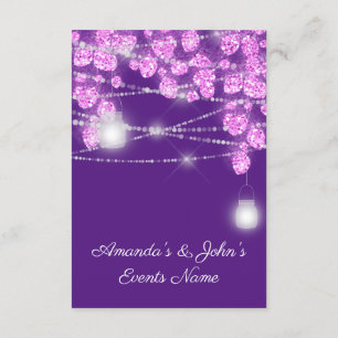 Invitación Tarros de luces de boda brillo púrpura rosa violet
