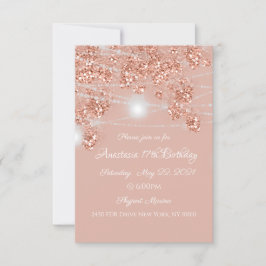 Invitación Tarros de luces de boda rústico rosa dorado rubor