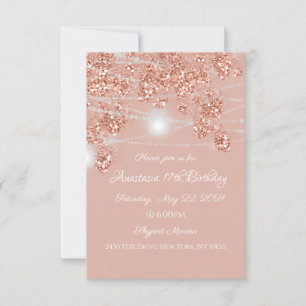 Invitación Tarros de luces de boda rústico rosa dorado rubor
