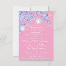 Invitación Tarros de luces de boda rústicos brillo azul chisp