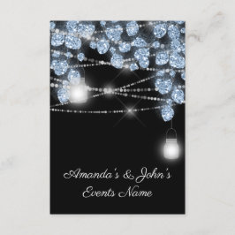 Invitación Tarros de Luces de Boda Rústicos con Brillo Azul N