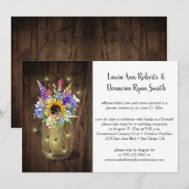 Invitación Tarros de Mason con Luciérnagas y Flores Silvestre