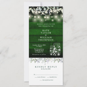Invitación Tarros de Mason Florales de Madera Verde Todo en U