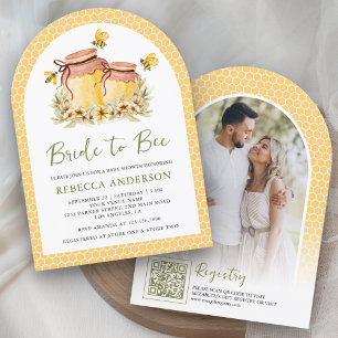 Invitación Tarros de Miel Rústicos Novia a Abeja Despedida de