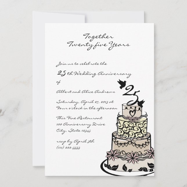 Invitación Tarta de aniversario (Anverso)