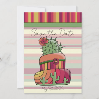 Invitación Tarta de boda de cactus "Save the Date"