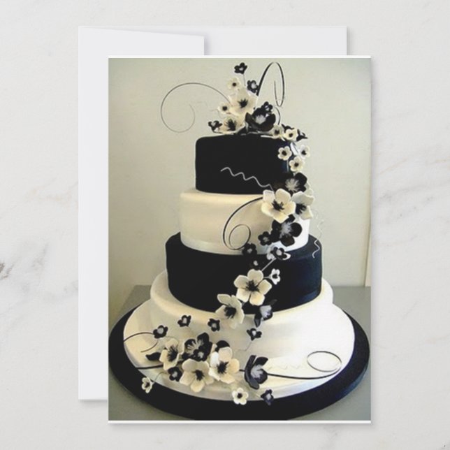 INVITACIÓN TARTA DE BODAS NEGRA / BLANCA "INVITACIÓN" (Anverso)