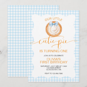 Invitación Tarta de calabaza Cutie Pie a cuadros azules Cumpl