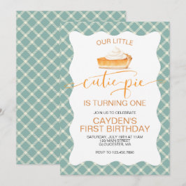 Invitación Tarta de calabaza Cutie Pie cuadros de otoño Cumpl