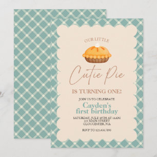 Invitación Tarta de calabaza Cutie Pie cuadros de otoño Cumpl
