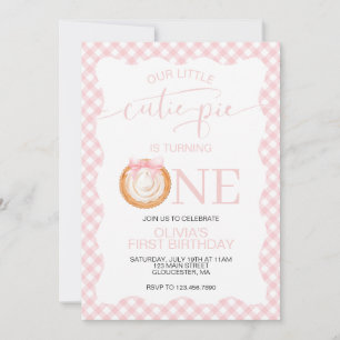 Invitación Tarta de calabaza Cutie Pie de cuadros rosados Cum