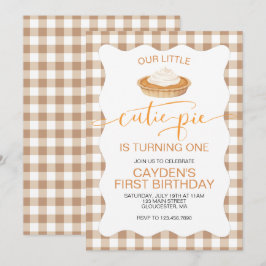 Invitación Tarta de calabaza Cutie Pie Plaid de otoño Cumplea