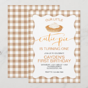 Invitación Tarta de calabaza Cutie Pie Plaid de otoño Cumplea