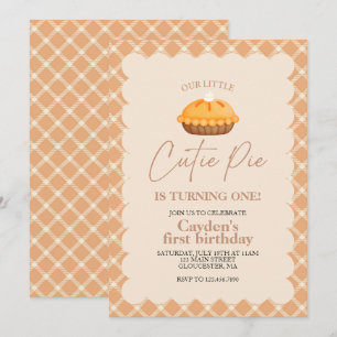 Invitación Tarta de calabaza Cutie Pie Plaid de otoño Cumplea