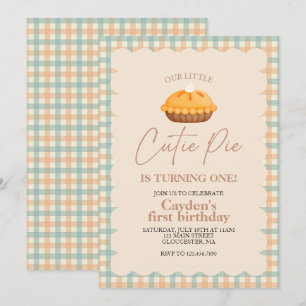 Invitación Tarta de calabaza Cutie Pie Plaid de otoño Cumplea