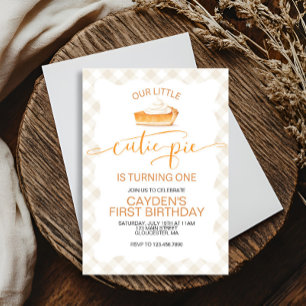 Invitación Tarta de calabaza Cutie Pie Plaid de otoño Cumplea