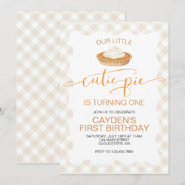 Invitación Tarta de calabaza Cutie Pie Plaid de otoño Cumplea