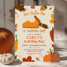Tarta De Calabaza Otoño Dibujada A Mano Cumpleaños