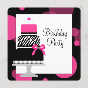 Invitación Tarta de cebra rosa Cupcake Cumpleaños Fiesta