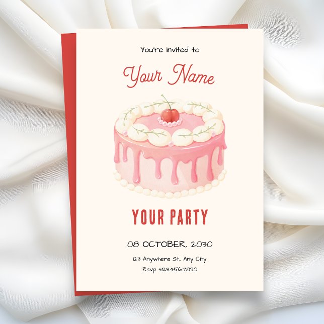 Invitación Tarta de cereza linda (Subido por el creador)
