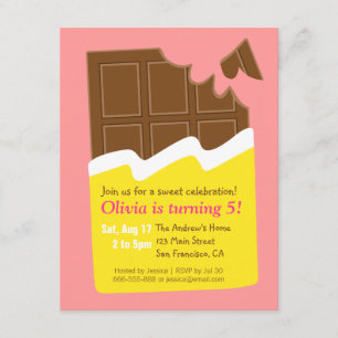 Invitación Tarta de Chocolate Dulce Cumpleaños Fiesta