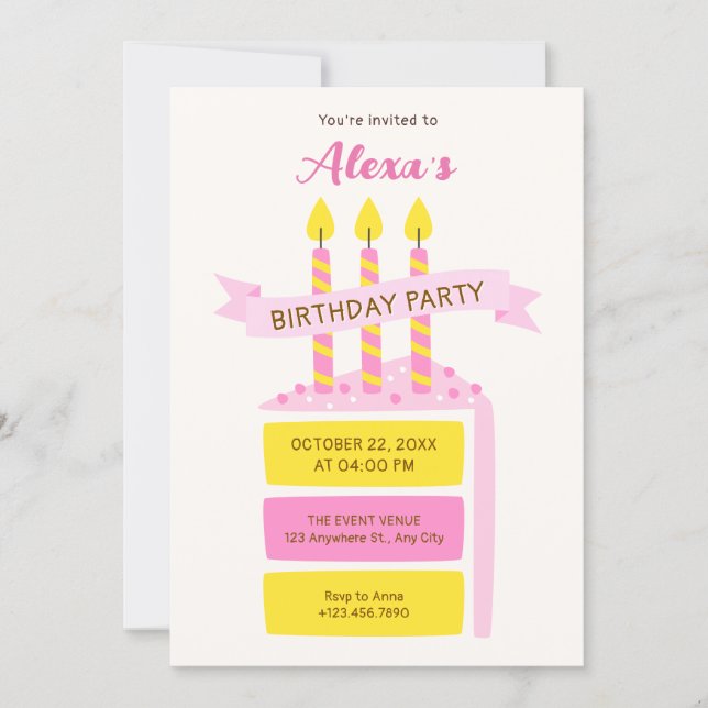 Invitación Tarta de cumpleaños  (Anverso)