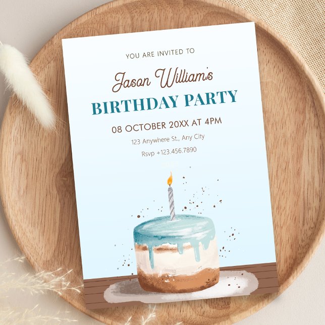 Invitación Tarta de cumpleaños azul  (Subido por el creador)