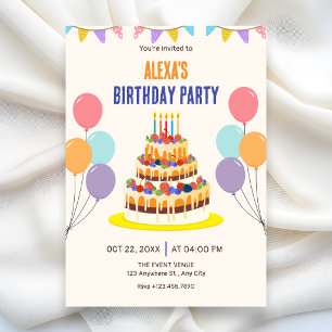 Invitación Tarta de cumpleaños colorida