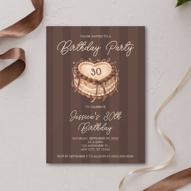 Invitación Tarta de Cumpleaños Corazón Coquette (Subido por el creador)