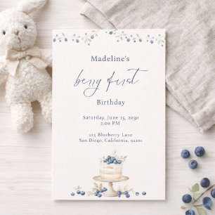 Invitación Tarta De Cumpleaños De Arándanos Azules Primera El