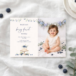 Invitación Tarta De Cumpleaños De Arándanos Azules Primero De