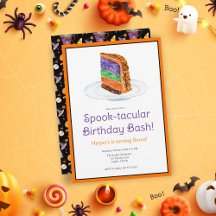 Tarta de cumpleaños de Halloween de acuarela en ca