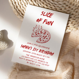 Invitación Tarta de cumpleaños de pizza divertida minimalista