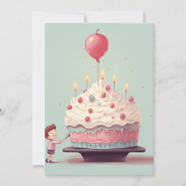 Invitación Tarta de cumpleaños, helado, cumpleaños (Anverso)