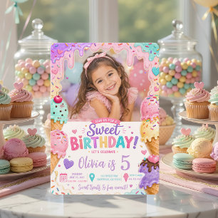 Invitación Tarta De Cumpleaños Helado Foto Pastel