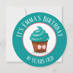 Invitación Tarta de Cumpleaños Infantil con Glaseado Azul Tur