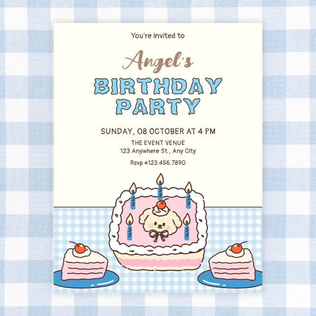 Invitación Tarta de cumpleaños linda  (Subido por el creador)