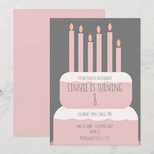 Invitación Tarta de Cumpleaños Sencilla con Velas de Fiesta R