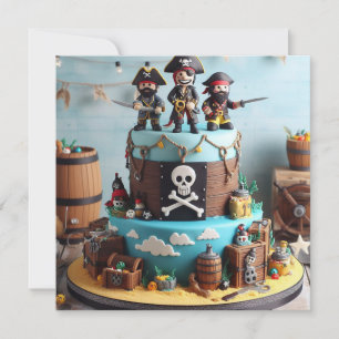 INVITACIÓN TARTA DE CUMPLEAÑOS TEMÁTICA DE TRES PIRATAS DIVER